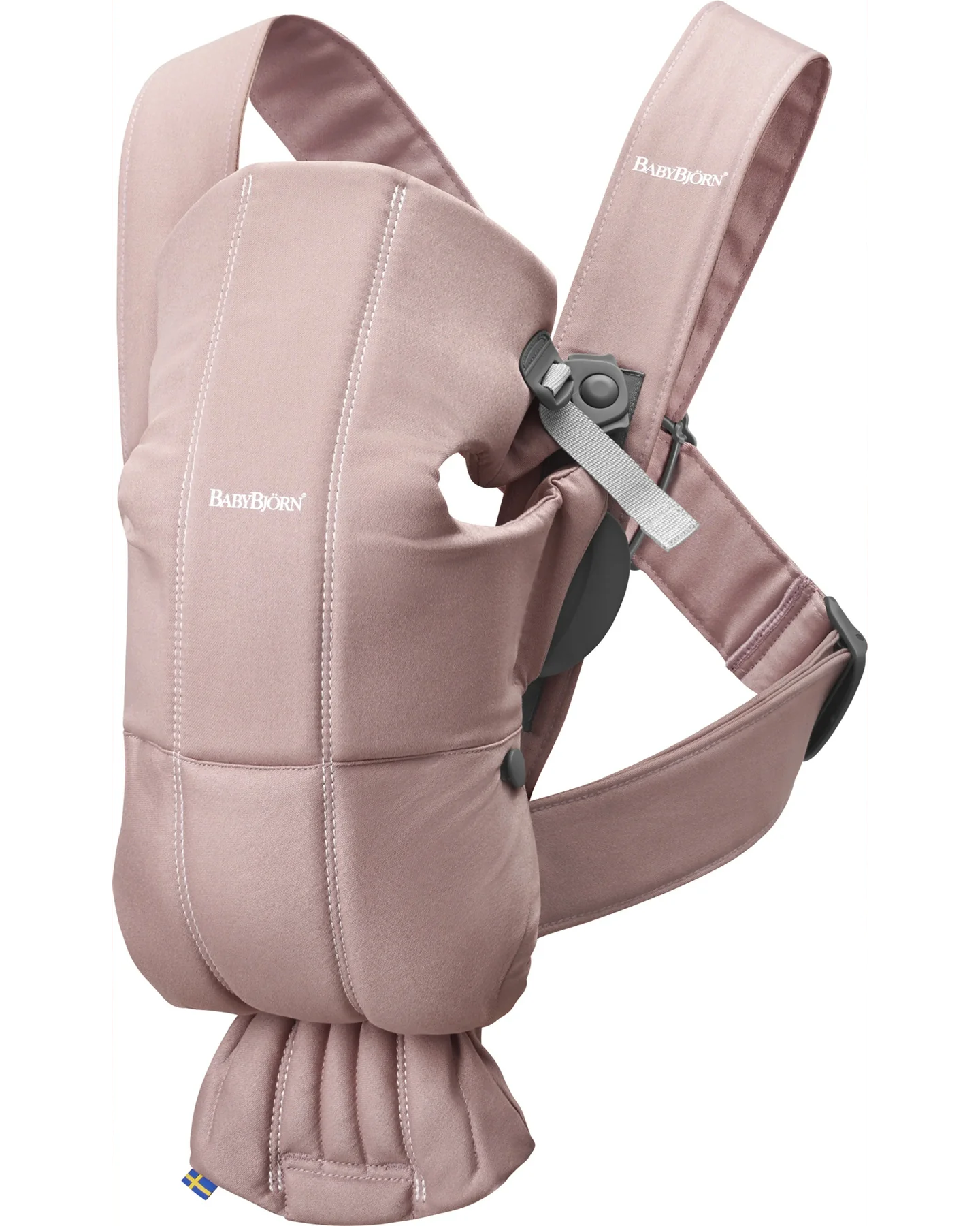 BabyBjorn Baby Carrier Mini Cotton- 0-12 Months Soft-Structured Carriers Dusty Pink