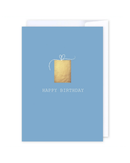 Birthday Present Blue & Gold Greeting Cards