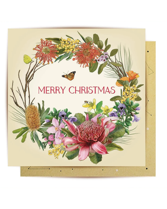 Botanical Blooms Wreath - Christmas Card