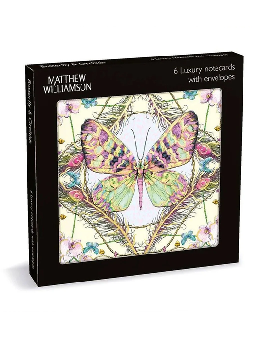 Butterfly & Orchids 6 Pkt - Sq Luxury Notecard Wallet