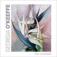 Georgia O'Keeffe 2027 calendar cover with a close-up white flower painting