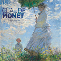 Claude Monet 2027 calendar cover with a parasol figure beneath a blue sky
