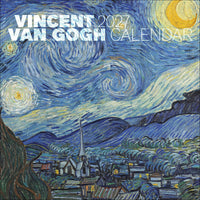 Vincent van Gogh 2027 calendar front cover with a swirling night-sky painting