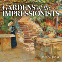 Gardens of the Impressionists 2027 calendar cover with a shaded garden terrace
