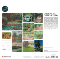 Gardens of the Impressionists 2027 calendar back cover with artwork previews