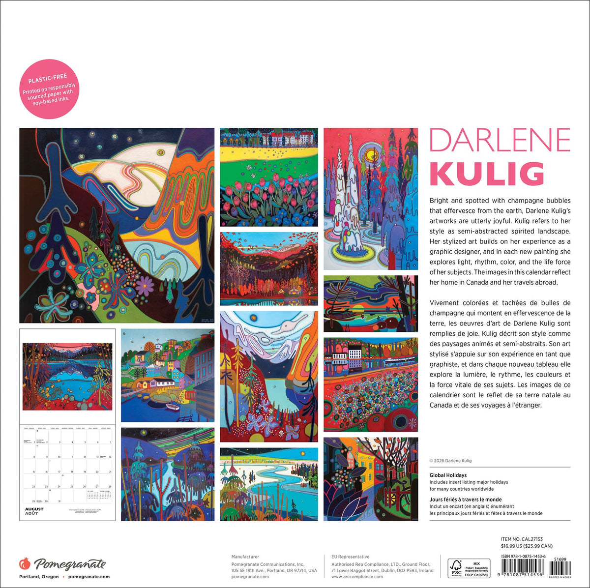 Darlene Kulig 2027 calendar back cover with artwork previews