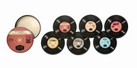 Set of 6 Tin Record Coasters (with cork backing and a storage tin)