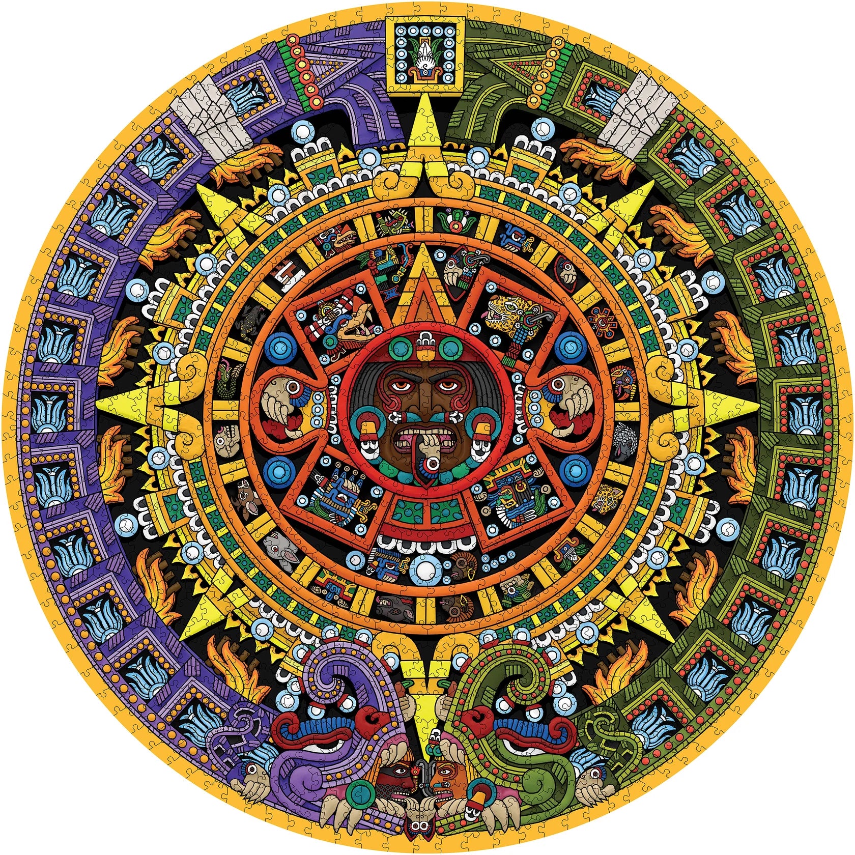 Pomegranate - Michael Angulo: Aztec Sun Stone - 1000 Pce Circular Puzzle