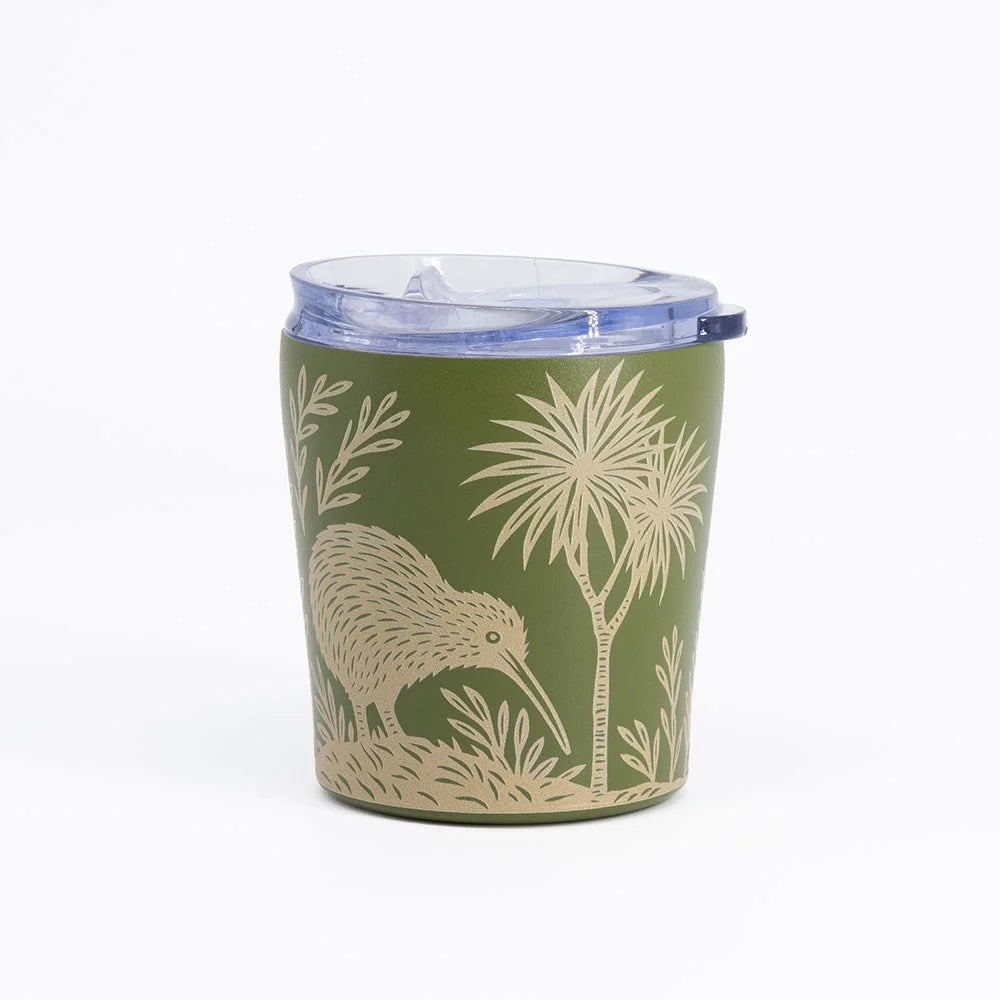 100% NZ Woodcut Kiwi Coffee Cup Small 240 ml