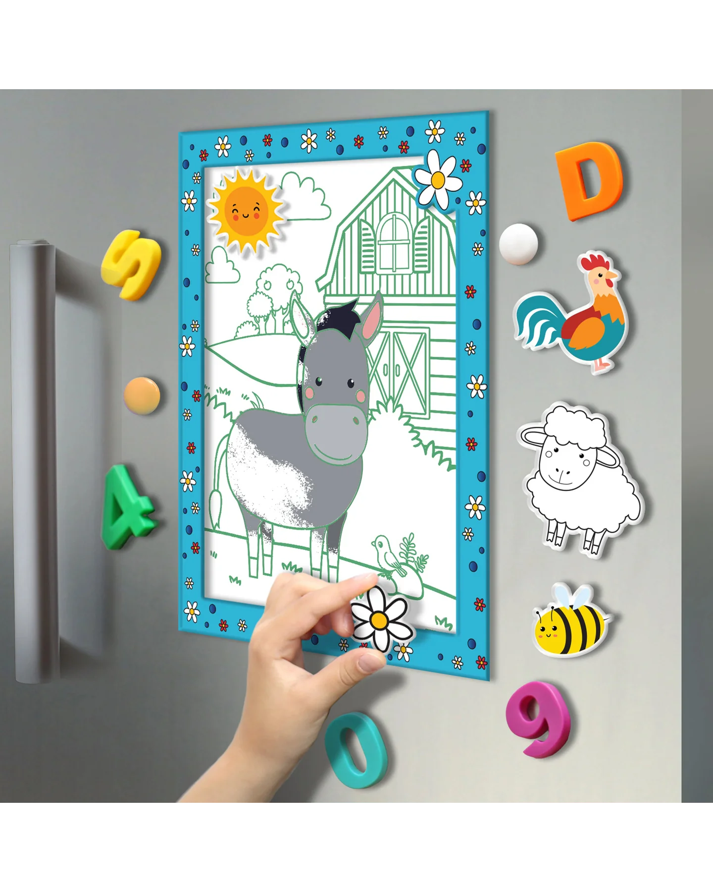 Hinkler Colour-Me-Magnets Farmyard Colouring Book & Magnet Kit-5