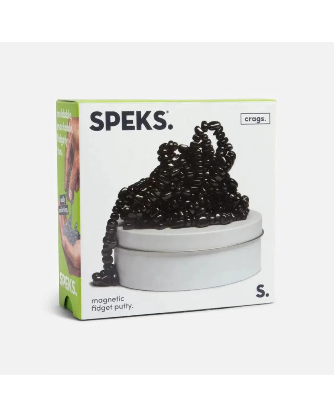 Speks Crags Magnetic Fidget Putty – Black with White Tin