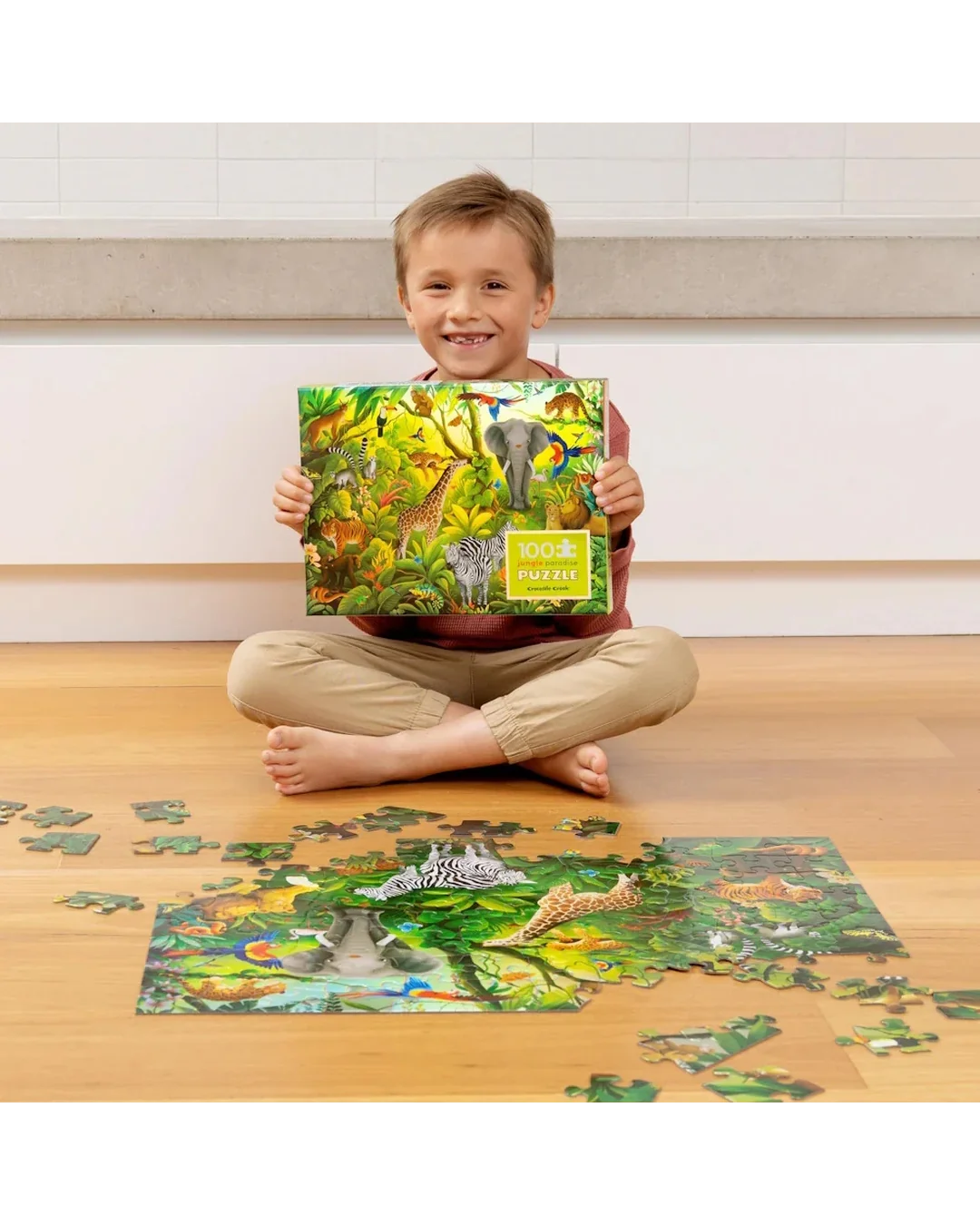 Crocodile Creek Jungle Paradise 100-Piece Holographic Puzzle Child Jigsaws