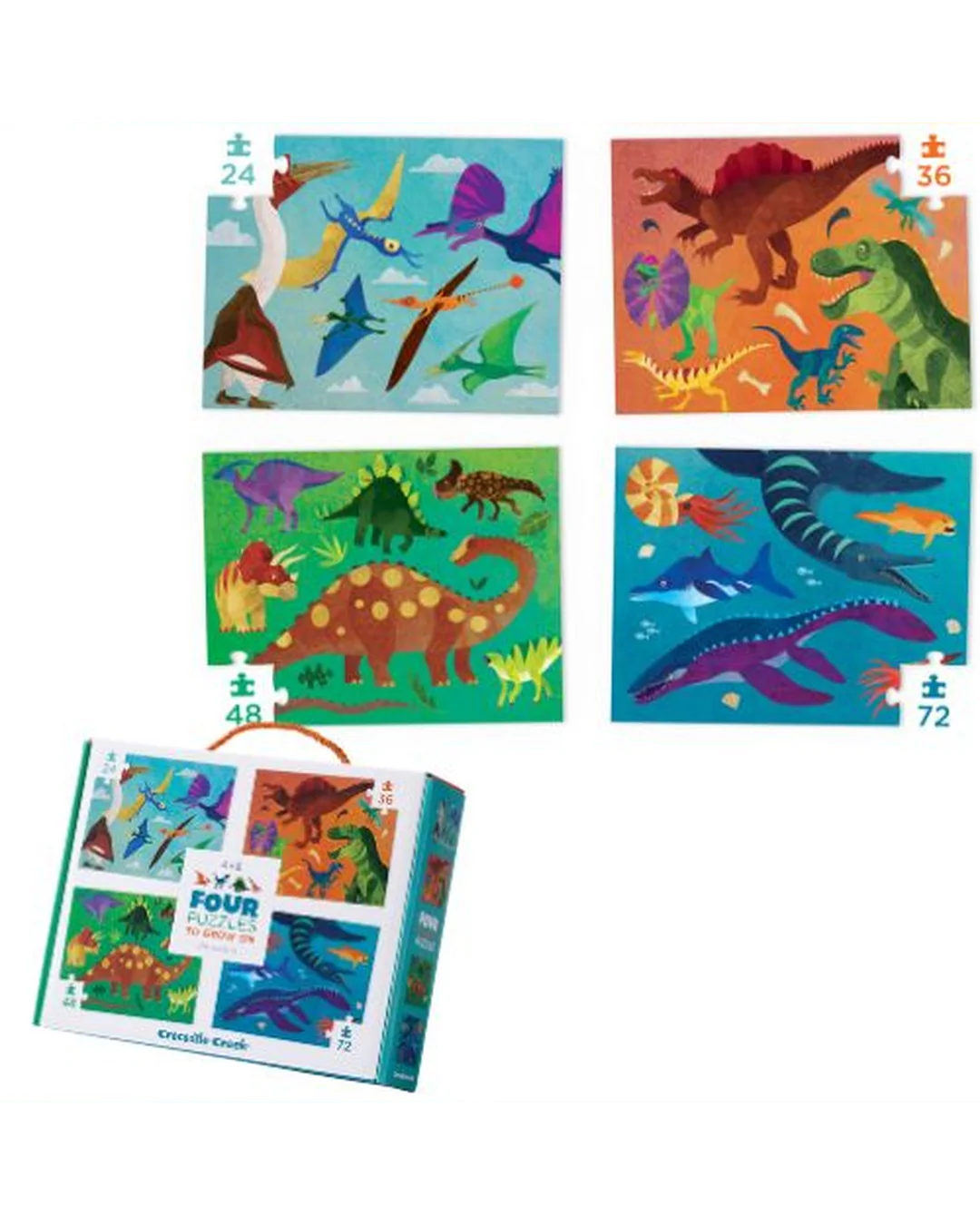 Crocodile Creek Dinosaurs Four-Puzzle Set Child Jigsaws