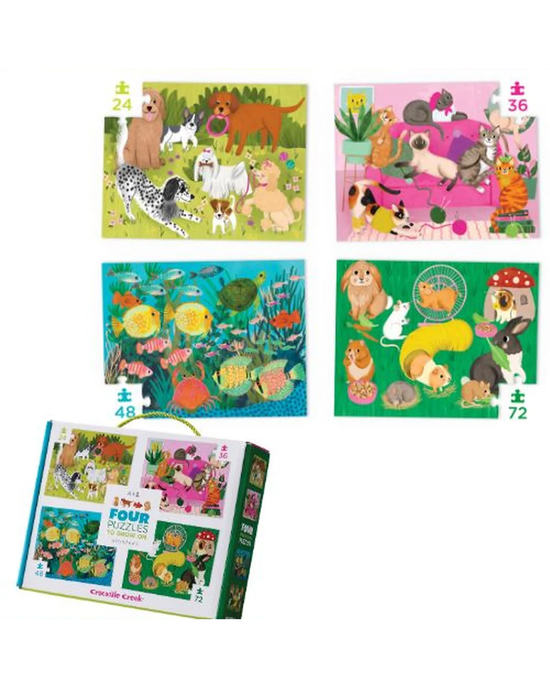 Crocodile Creek Playful Pets Four-Puzzle Set