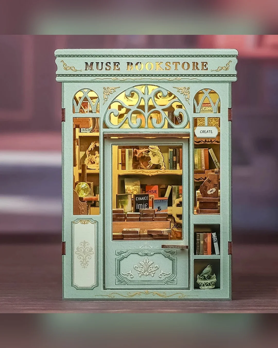 CuteBee Muse Bookstore 201-Piece DIY Book Nook Kit