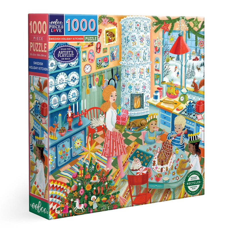 eeBoo 1000pc Puzzle Swedish Holiday Kitchen Square