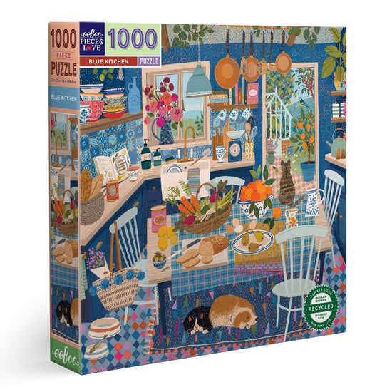 eeBoo 1000pc Puzzle: Blue Kitchen