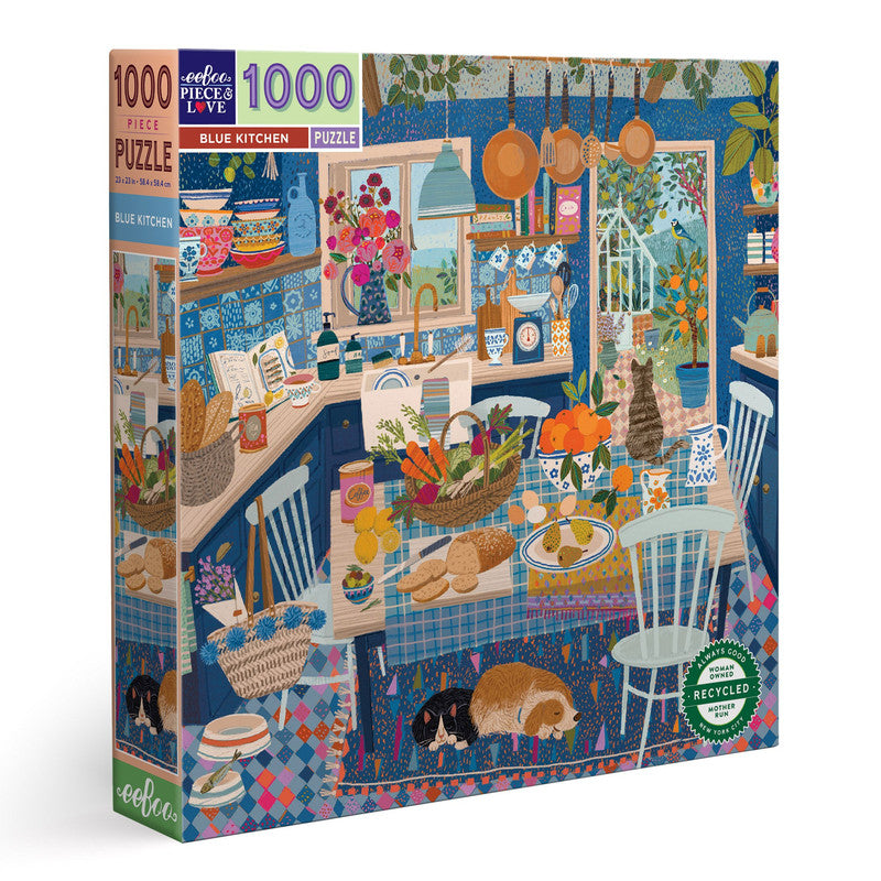 eeBoo 1000pc Puzzle: Blue Kitchen