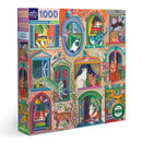 eeBoo 1000pc Puzzle: Cats in Windows