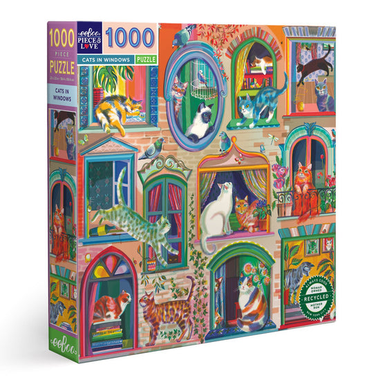 eeBoo 1000pc Puzzle: Cats in Windows