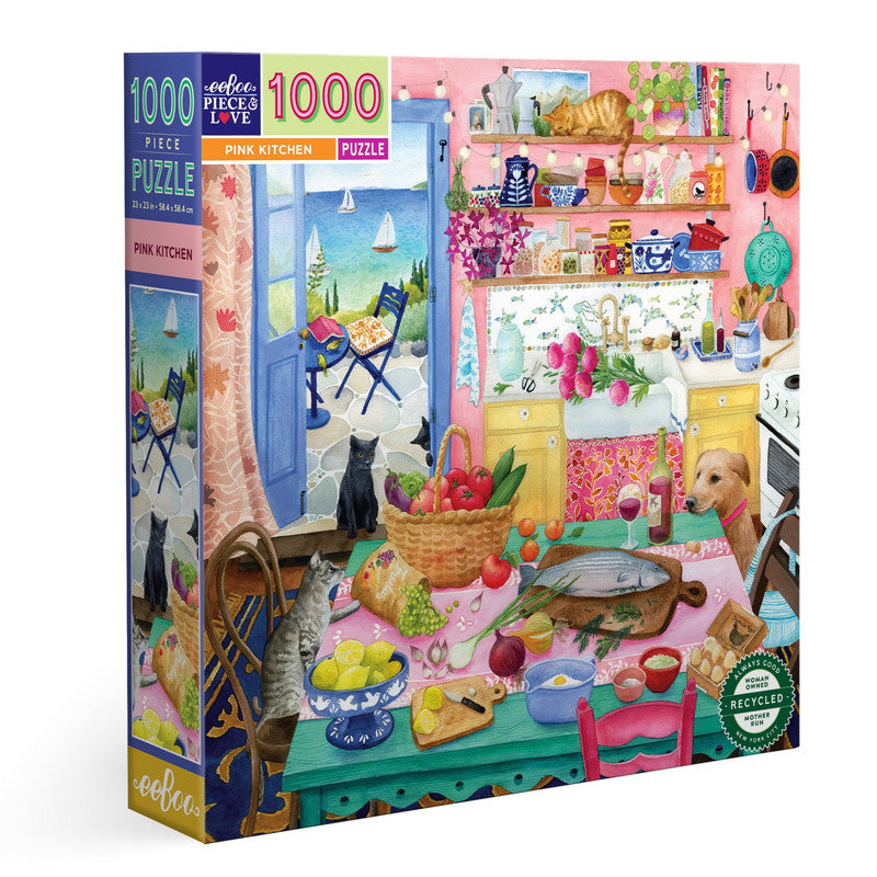 eeBoo 1000pc Puzzle: Pink Kitchen