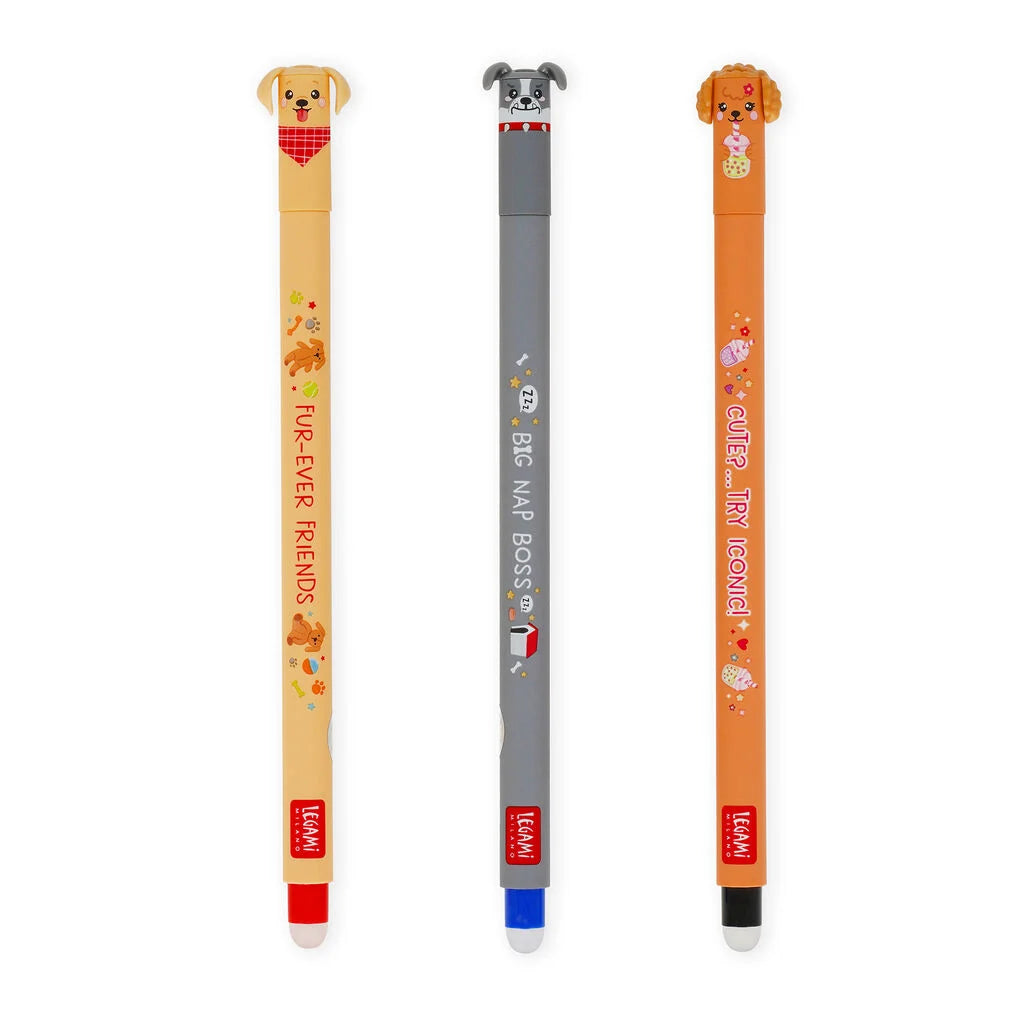 Legami Fur-ever Friends Set of 3 Erasable Gel Pens