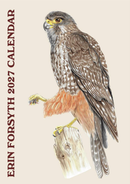 Erin Forsyth 2027 calendar cover with a detailed bird-of-prey illustration