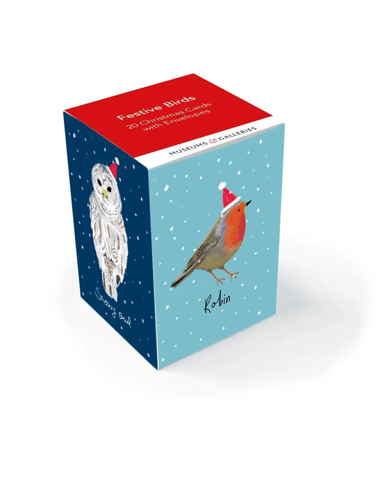 Festive Birds 20 Pkt - Christmas Mini Cards Cube