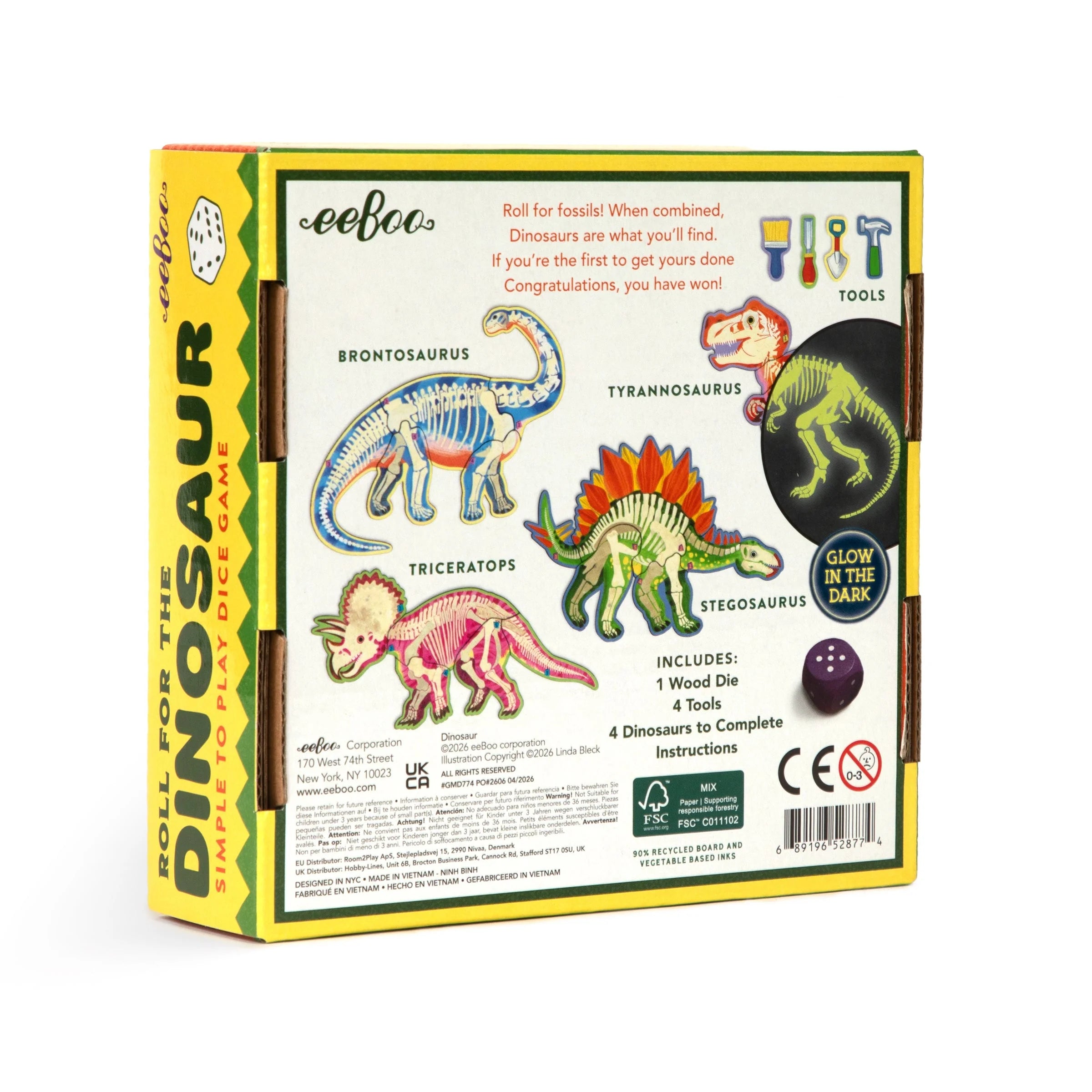 eeBoo Roll for the Dinosaur Dice Game