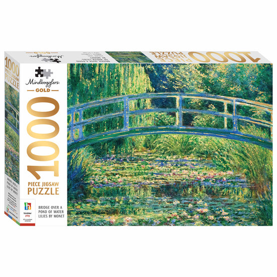 Mindbogglers Gold 1000pc Jigsaw - Bridge Over a Pond of Water Lililies