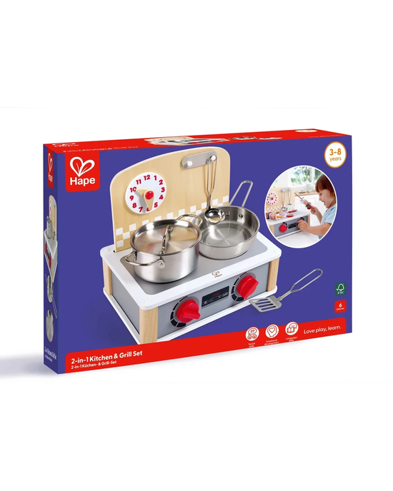 Hape 2-in-1 Kitchen & Grill Set