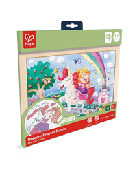 hape-double-sided-colour-puzzle-24pc-unicorn-and-friends