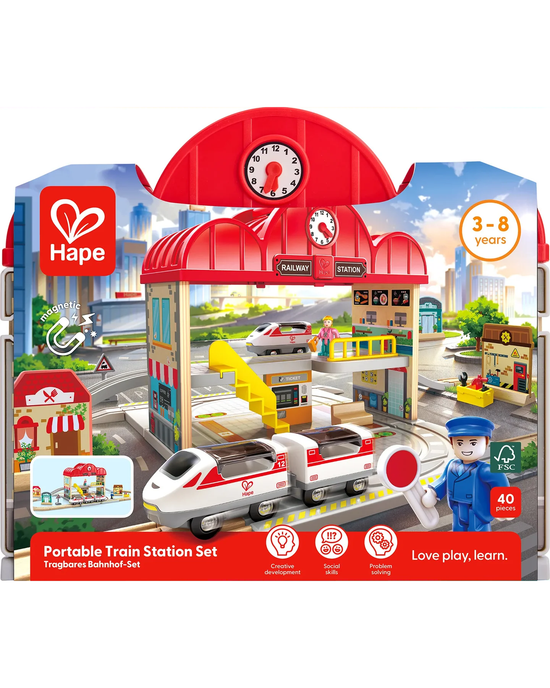 Hape Portable Train Station Set