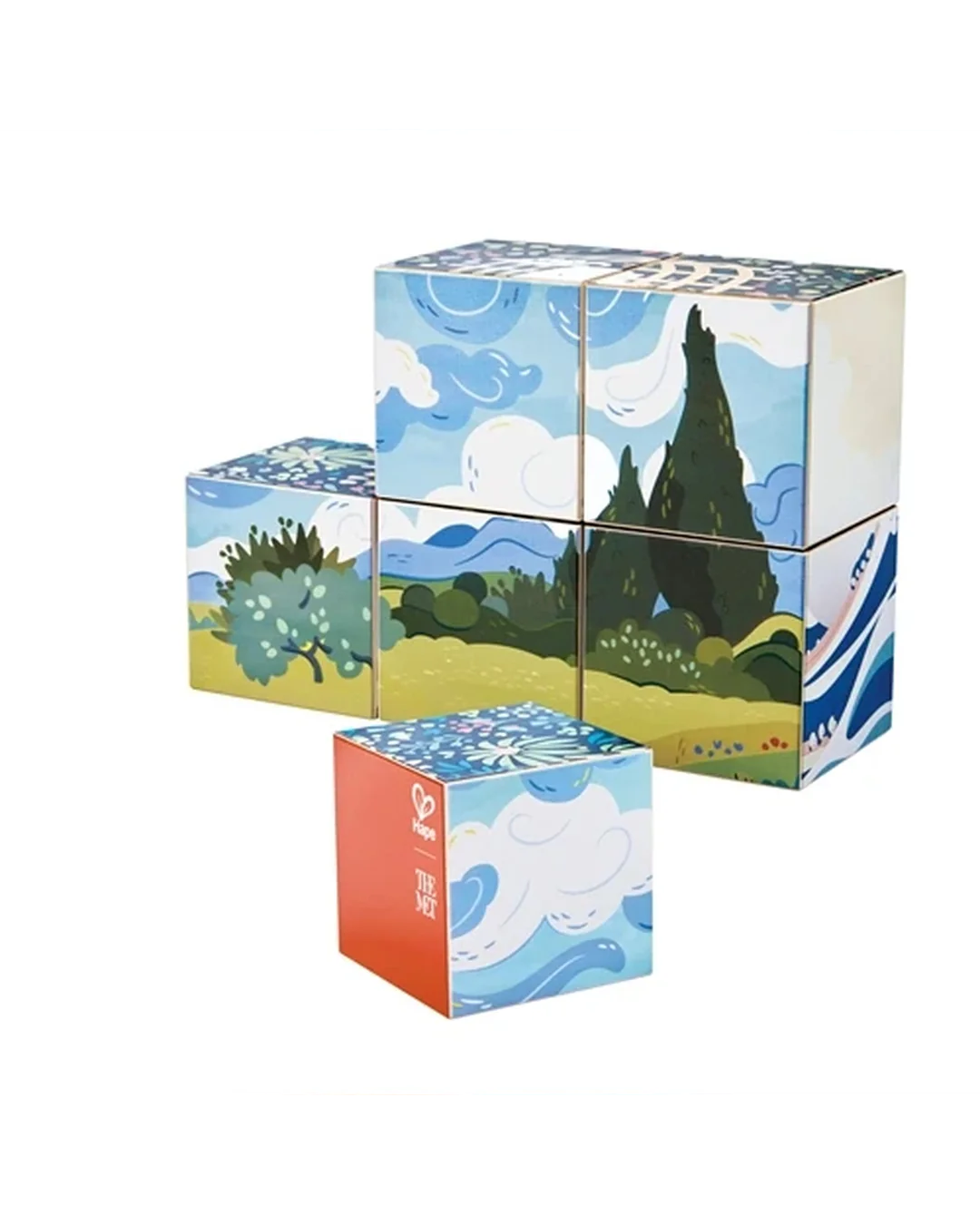 Hape x The Met 6-in-1 Wooden Art Puzzle Cubes Wooden & Pegged Puzzles