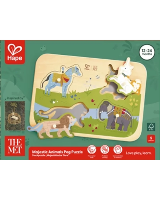 Hape x The Met Majestic Animals Wooden Peg Puzzle