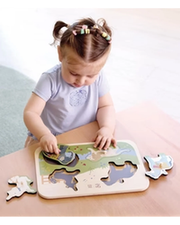 Hape x The Met Majestic Animals Wooden Peg Puzzle Child Jigsaws