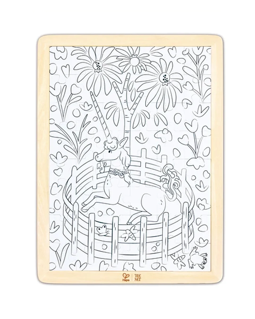 Hape x The Met Unicorn in a Garden Wooden Frame Puzzle – 48 Pieces Child Jigsaws