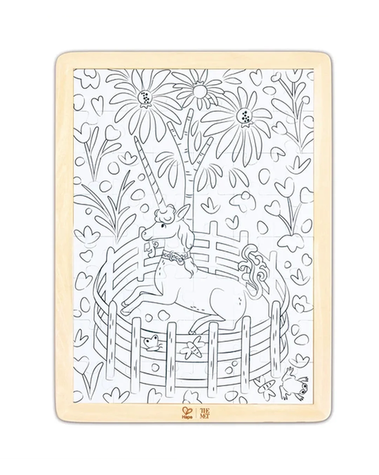 Hape x The Met Unicorn in a Garden Wooden Frame Puzzle – 48 Pieces