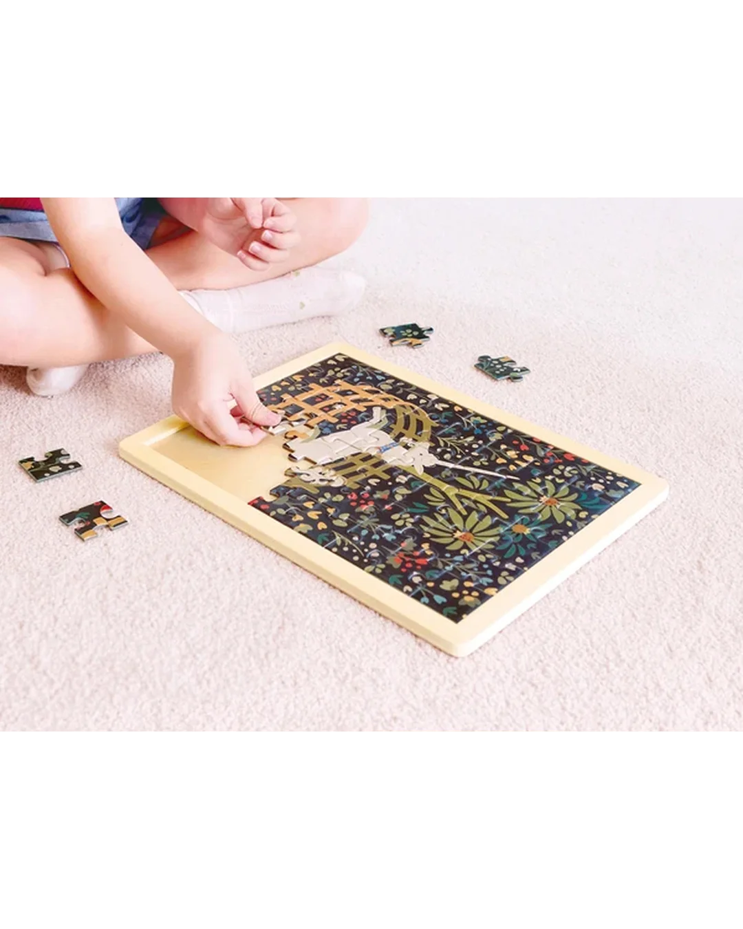 Hape x The Met Unicorn in a Garden Wooden Frame Puzzle – 48 Pieces Child Jigsaws
