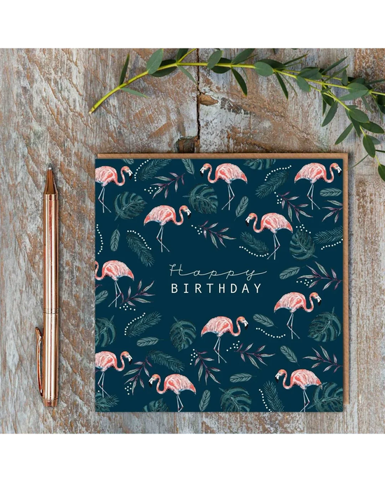 Happy Birthday Flamingos - Birthday Card