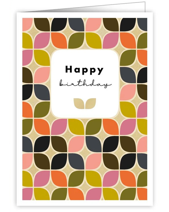 Happy Birthday Leave Pattern - Birthday Card