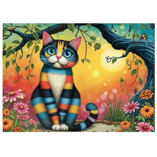 Jacarou Colorful Striped Cat 1000pc Jigsaw Puzzle