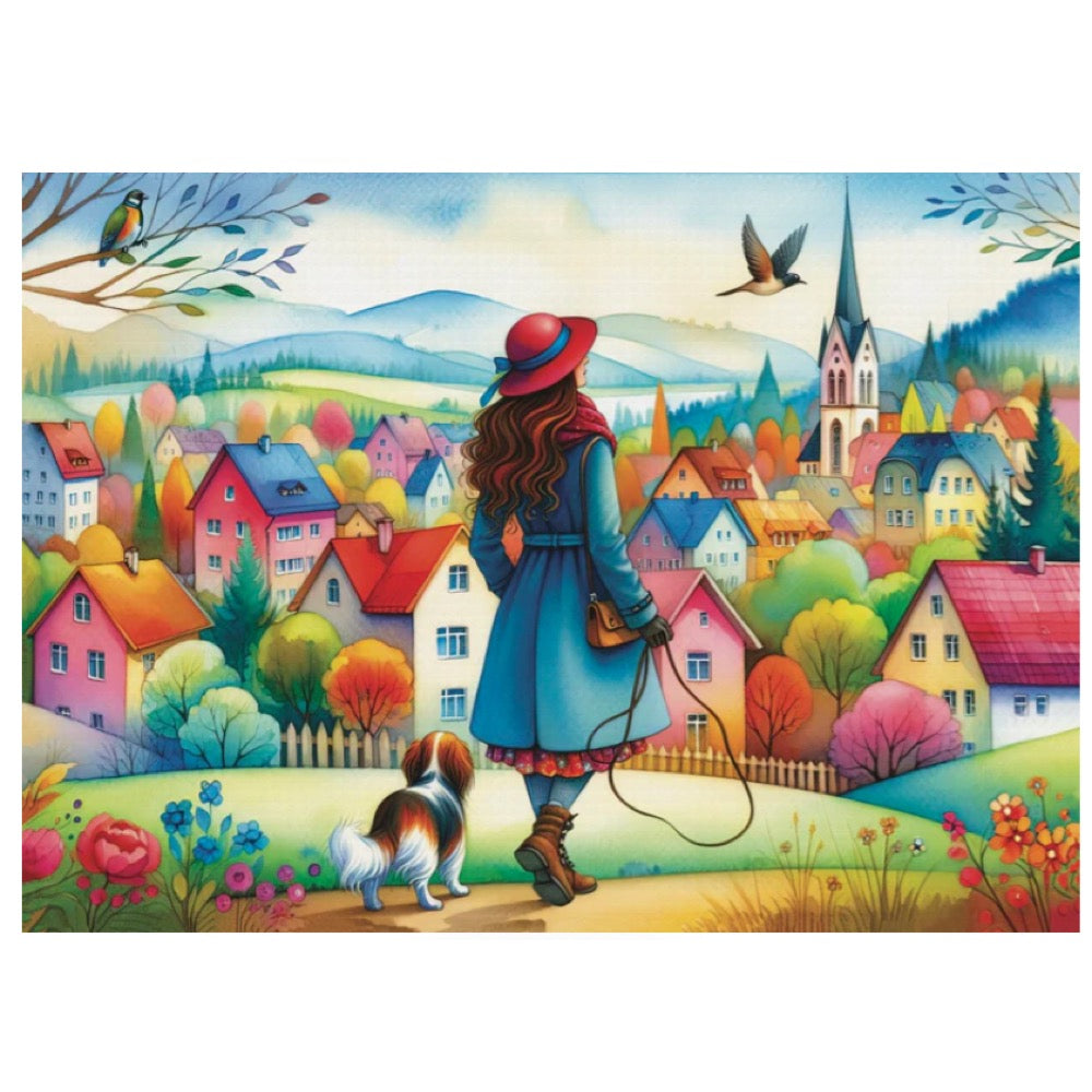 Jacarou Dog Walking Bliss 1000pc Jigsaw Puzzle
