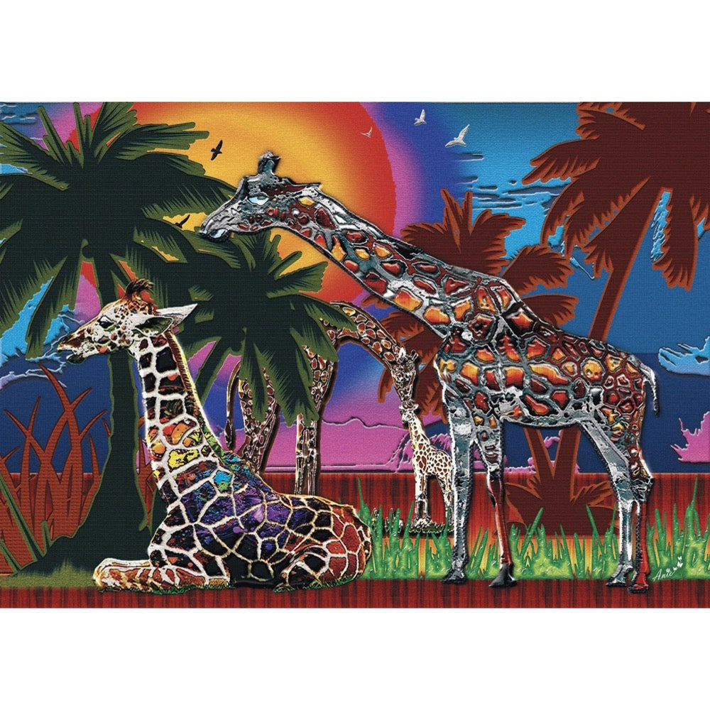 Jacarou Rainbow Giraffes 1000pc Jigsaw Puzzle