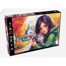Jacarou Feline Autumn Bond 1000pc Jigsaw Puzzle