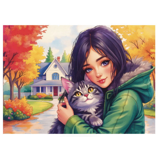 Jacarou Feline Autumn Bond 1000pc Jigsaw Puzzle
