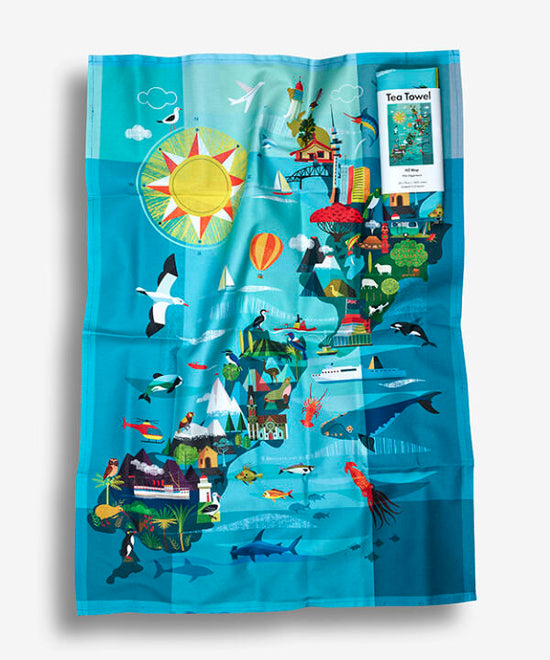 NZ Map Tea Towel