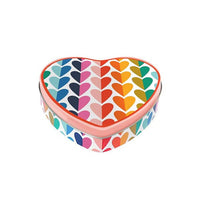 Kate Rhees Hearts heart-shaped tin with multicoloured heart pattern