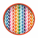 Kate Rhees Hearts round deepwell tin tray with multicoloured heart pattern