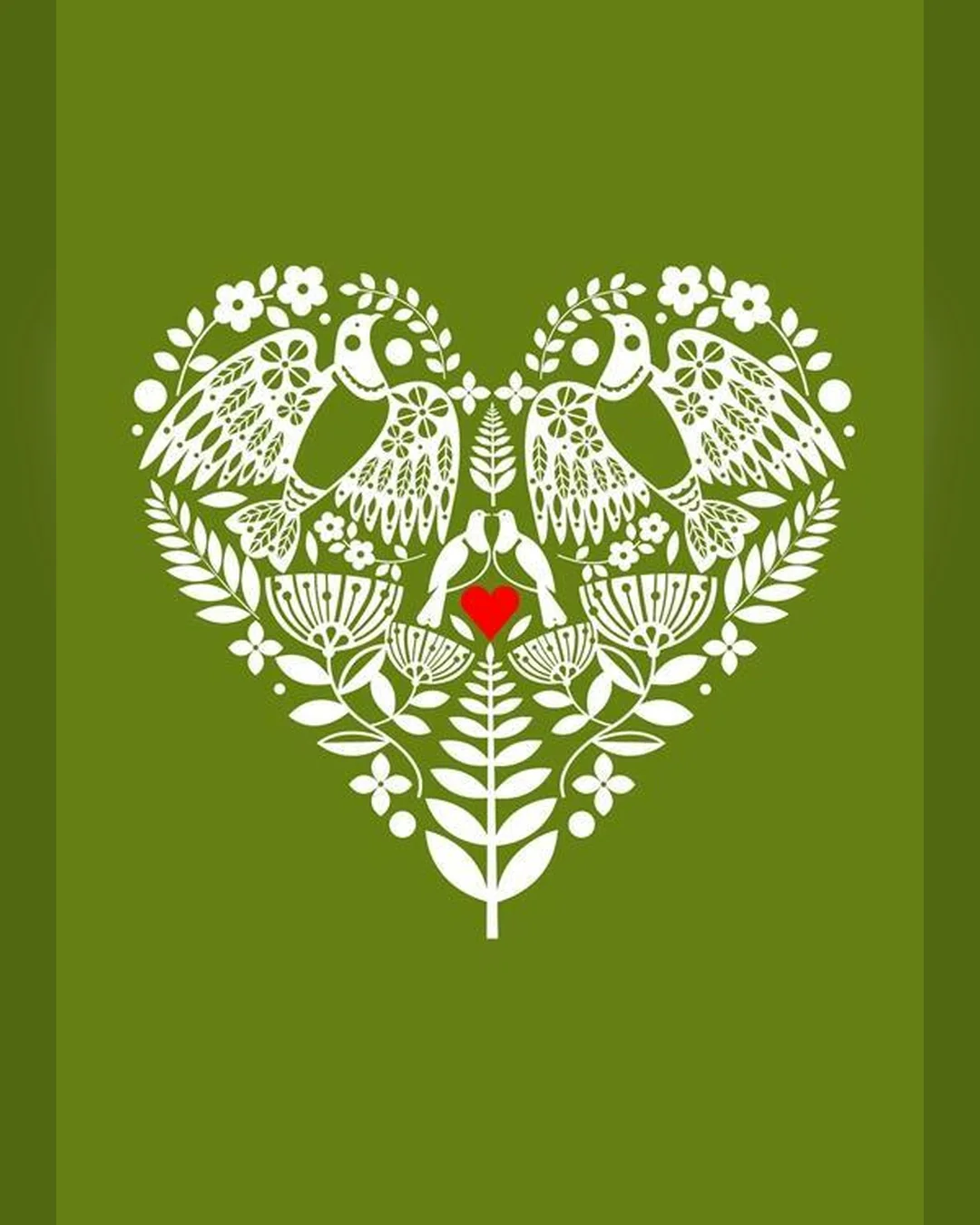 Kereru Heart Moss Green